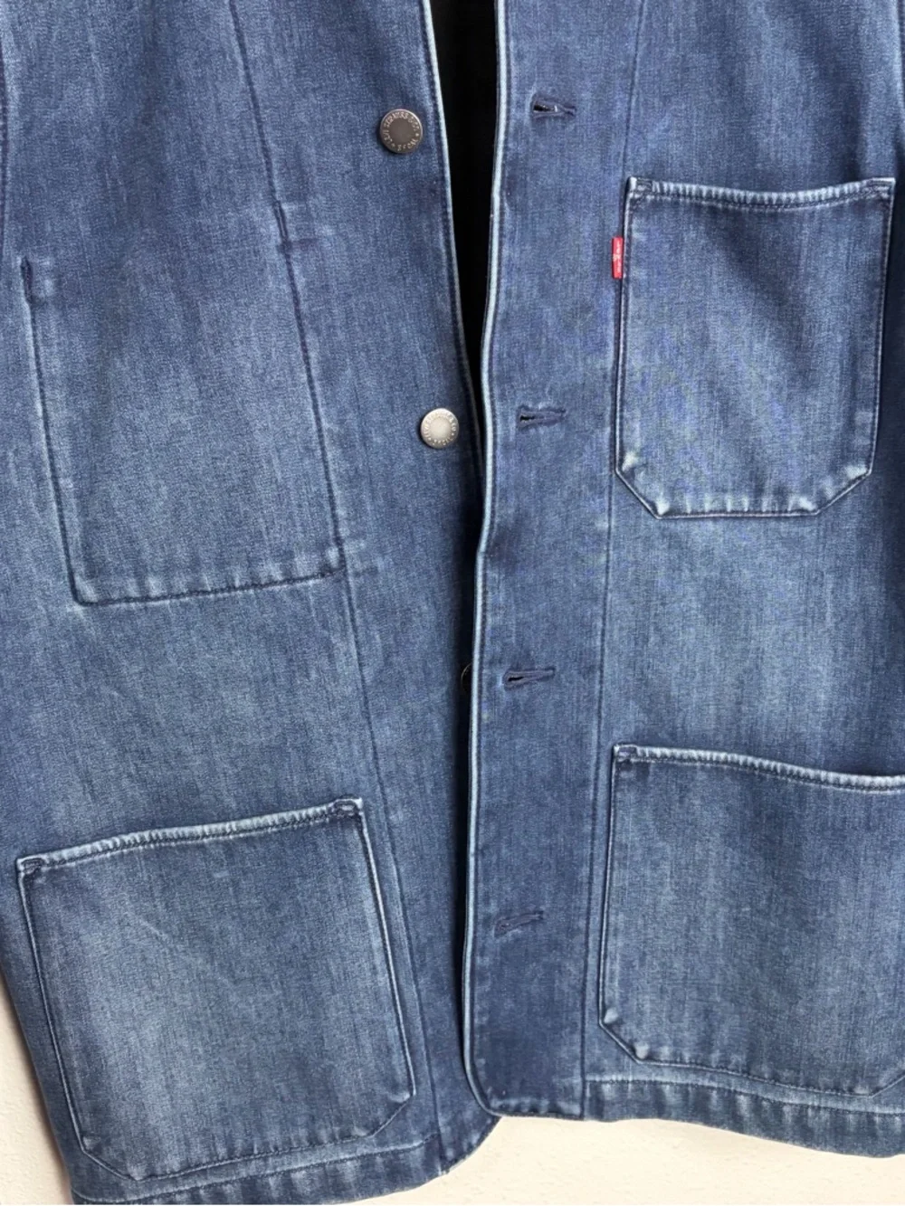 Levi's Engineers coat 2.0 windstopper denim stone Men's Chore Jacket Jean sz M - Picture 3 of 9